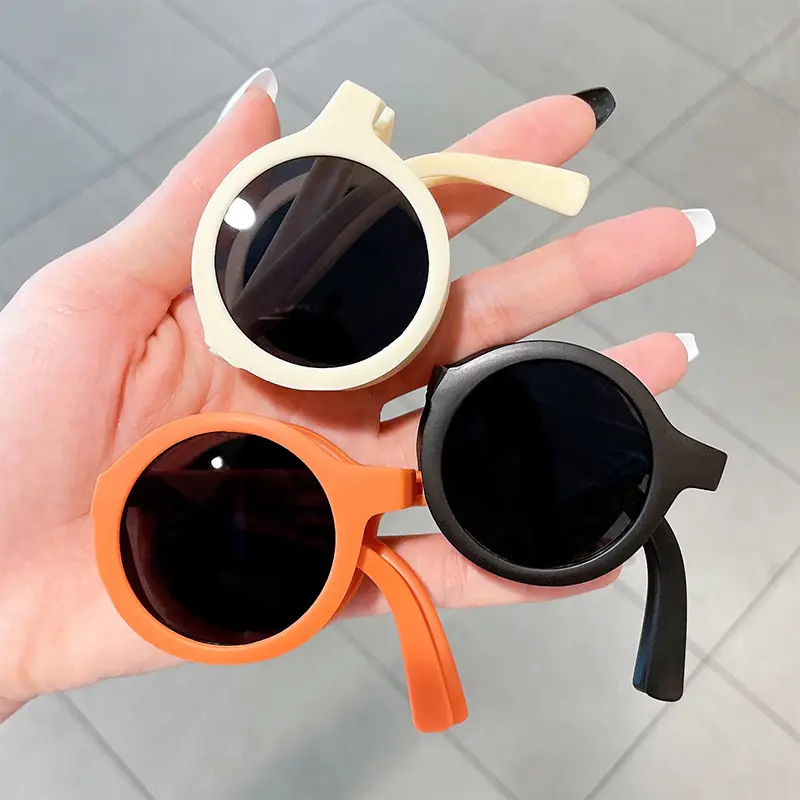 2023 New Kids Folding Sunglass Custom Logo Fashionable Designer Manufacturer Kid Sun Glasses Round Shades Children Sunglasses