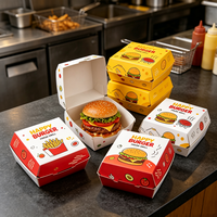 Boîtes à hamburgers personnalisées, boîte d'emballage en carton pour hamburgers de qualité alimentaire, conteneur imprimé pour restauration rapide