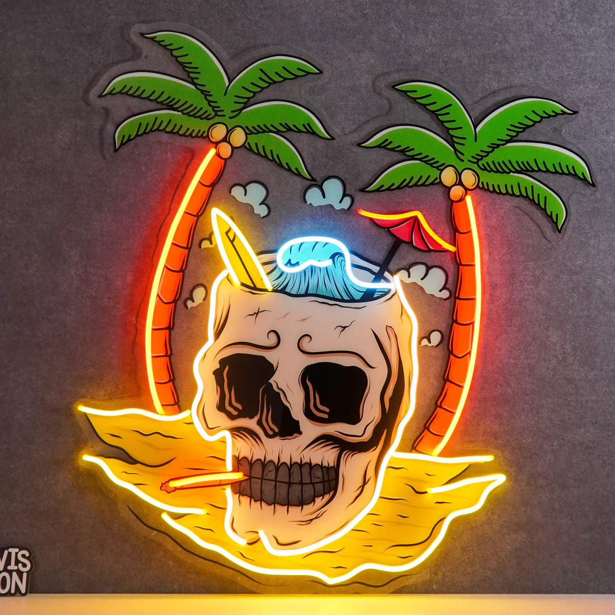 Kunpei_yamanashi　デジタルプリント  NEON SKULLⅠ Goku Kanji Neon Sign,悟, Japanese Neon, Light up Sign