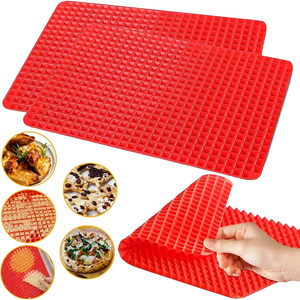 Factory Customize Trimmed Silicone Baking Mat Red Pyramid Cooking Sheet Pan Oven <b>Tray</b> Pastry - Product Image 1