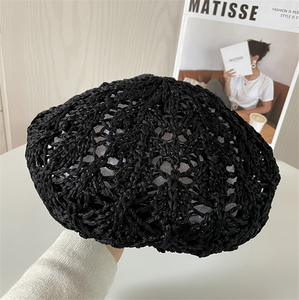 Boina de paja transpirable con patrones de malla calada <span class=keywords><strong>para</strong></span> mujer, gorros elegantes de verano, <span class=keywords><strong>Crochet</strong></span> <span class=keywords><strong>a</strong></span> mano, estilo Retro, SA8632 - Product Image 3