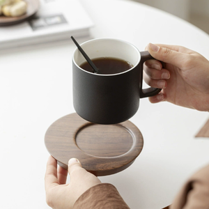 Trendy Fashionable Ceramic Latte Porcelain <b>Cup</b> <b>Saucer</b> Glossy Finish Eco-Friendly Dishwasher Safe Microwave Safe Oven Safe Modern - Product Image 2