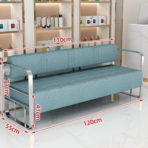 Sillón de Lujo para Salón de Belleza, Silla de Descanso de Acero Inoxidable para Recepción, Sofá para Salón de Belleza de Estilo Moderno - Product Image 2