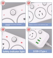 Multiprise multifonction avec câble de 2 mètres, tension AC110, protection contre les surtensions, pour l'exportation au Mexique, au Guatemala, au Venezuela, au Pérou