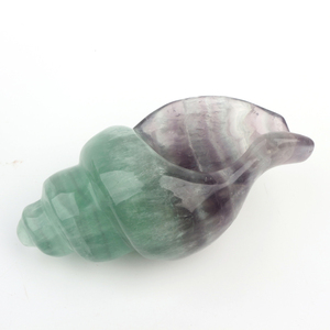 Escultura de Concha Tallada a Mano, Cristal de Fluorita Natural, Conchas Marinas, Figura Decorativa de 6 Pulgadas, Ecológica, Feng Shui - Product Image 5