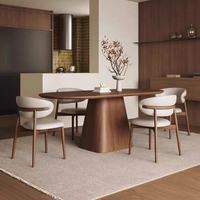 Table à manger rectangulaire vintage en pierre frittée avec cadre en bois massif, table de dîner nordique moderne minimaliste pour la maison