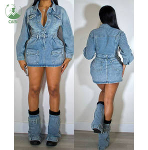 Abbigliamento da donna Casual Jeans Denim abiti alla moda Sexy a maniche lunghe Jeans abito corto 2024 donna autunno <span class=keywords><strong>vestiti</strong></span> per donna - Product Image 2