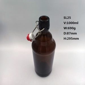 Bouteille en verre ambré vide de 1000 ml (690 g) de forme ronde, avec bouchon à bascule métallique, grande capacité, prix de gros <span class=keywords><strong>moins</strong></span> <span class=keywords><strong>cher</strong></span> - Product Image 4