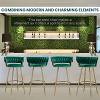 Tabouret de Bar en velours au Design Unique avec dossier et pieds solides pour la cuisine