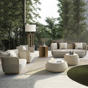Conjunto de Sofás de Jardín de Mimbre Tejido a Mano, Moderno, Resistente a la Intemperie, Impermeable, con Protección UV, para Sala de Estar, Hotel, Muebles de Exterior - Product Image 1
