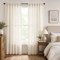 Rideau Voilage Jacquard COSENNATUR Blanc Naturel Effet Bonbon, 1 Pièce, 100% Polyester 110 g/m² pour Salon, Vente en Gros