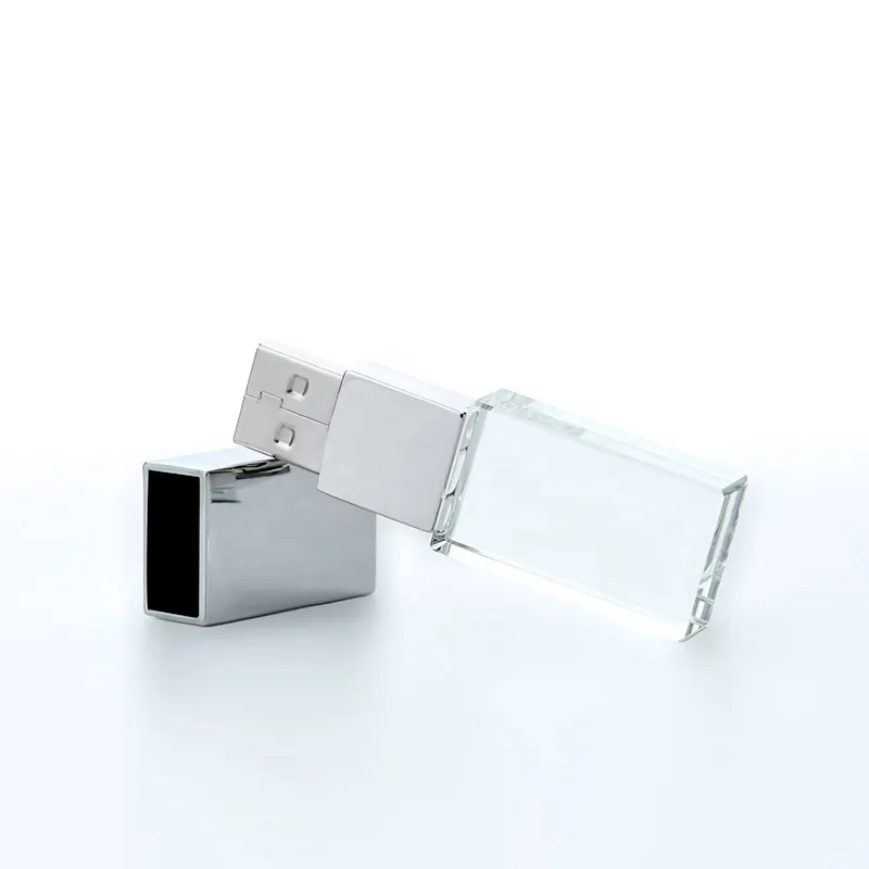Nhà Máy Nóng Bán Custom LOGO Pha Lê 8GB Bộ Nhớ USB Flash Drive OEM 3D Với Ánh Sáng Màu
