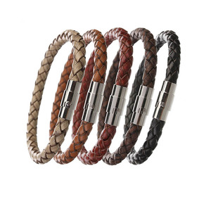 <span class=keywords><strong>Bracciale</strong></span> in vera <span class=keywords><strong>pelle</strong></span> Vintage di alta qualità in acciaio inossidabile 316L con chiusura a calamita per uomo <span class=keywords><strong>donna</strong></span> - Product Image 1