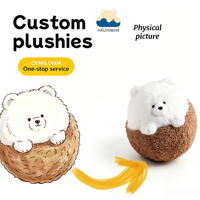 Peluche Kawaii Chien Samoyède Coco Super Douce, Jouet Chiot Moelleux, Décoration Mignonne pour la Maison, Cadeau de Fêtes, Doudou, Vente en Gros