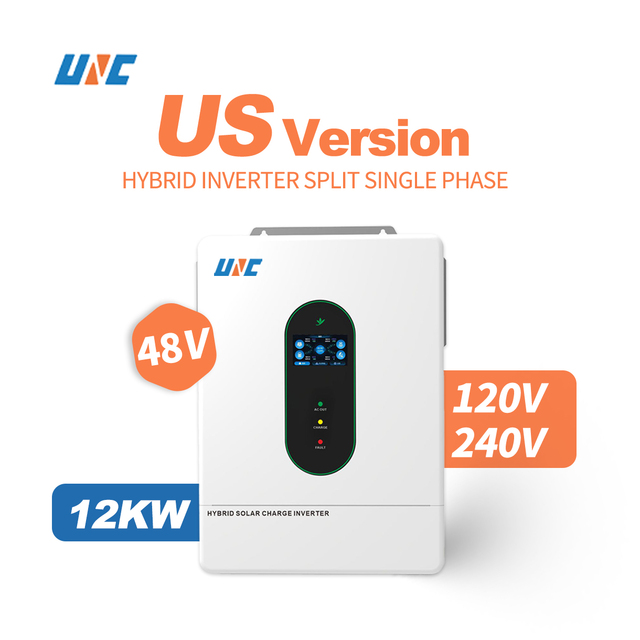 US Version 12KW Grid-Connected Hybrid Dual MPPT Smart Inverter Single Split Phase Parallelable 160A String UL1741