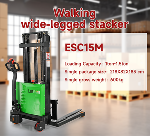 Precio más bajo Transpaleta eléctrica Carretilla elevadora 1,6 M 3,5 M 1 2Ton Walking Wide Egged Stacker - Product Image 6