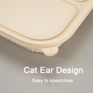 PFAS-Free Compostable 38/46oz Cornstarch Lunch Box with Lid, 3/4/5 Compartments <strong>Takeaway</strong> <strong>Container</strong>, Microwave and Freezer Safe - Product Image 6
