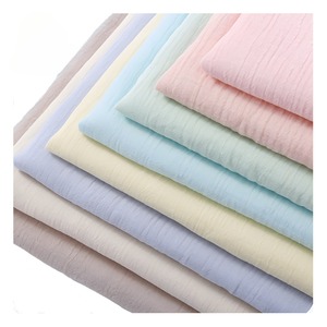 Langka bán buôn 120 GSM Trọng lượng nhẹ hai lớp Jersey vải màu rắn 100% bông <span class=keywords><strong>Crinkle</strong></span> Crepe cho bé bọc trẻ con bằng tả - Product Image 1