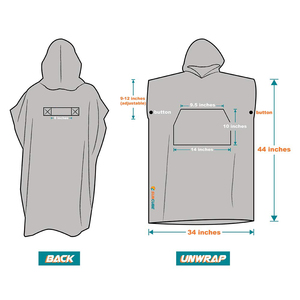Robe serviette <span class=keywords><strong>de</strong></span> Surf hommes et femmes, <span class=keywords><strong>Poncho</strong></span> pour adultes, combinaison à capuche, changement, pour Surf et natation - Product Image 4