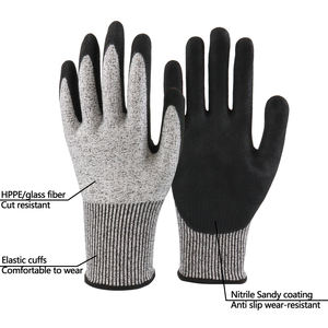 SONICE vente en gros HPPE résistant aux coupures niveau 5 gant de sécurité au travail anti-coupure nitrile Sandy Guantes pour la <span class=keywords><strong>protection</strong></span> des mains et des bras - Product Image 2