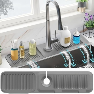 Easy Installation Silicone Faucet <b>Shelf</b> Rectangle Sink Water Splash Guard with Drainage <b>Basket</b> - Product Image 2