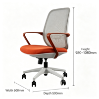 Chaise de bureau ergonomique moderne à dossier haut en maille avec base en acier inoxydable, pivotante à 360° et réglable en hauteur