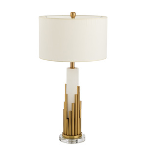 Grey Ceramic New Table Lamp with Drum Lampshade for Hotel Home Desk - Product Image 4