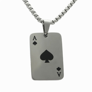 Stainless Steel Spade Ace Pendant Themed Playing Card Men's Necklace Gift 233071 - Product Image 5