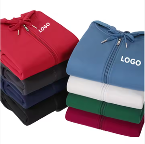 เสื้อกันหนาวมีฮู้ดแบบมีซิปสำหรับผู้ชายเสื้อฮู้ด350GSM ผ้าฝ้ายลายเรียบขนาดพลัสไซส์ผลิตตามสั่ง - Product Image 1