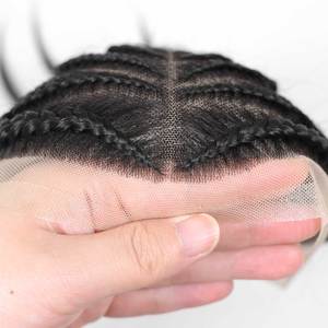 Tupé de <span class=keywords><strong>Trenzas</strong></span> Africanas <span class=keywords><strong>para</strong></span> Hombre, Sistema de Reemplazo Capilar con <span class=keywords><strong>Cabello</strong></span> Humano, Tupé con <span class=keywords><strong>Trenzas</strong></span> <span class=keywords><strong>en</strong></span> Caja de Encaje Francés, Prótesis Capilar Masculina - Product Image 5