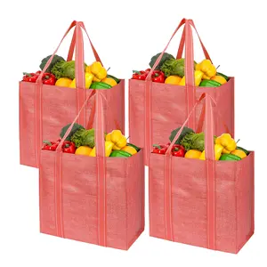 定制日用实用超市可折叠多功能重型pp编织带拉链无纺布购物袋