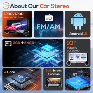 Tanthn 10.1 Inch Âm Thanh Xe Hơi Hệ Thống Đơn Vị GPS RGB Bt Cho Máy Nghe Nhạc DVD Màn Hình Kép Điện Dung Phổ Đài Phát Thanh Stereo Bền - Product Image 2