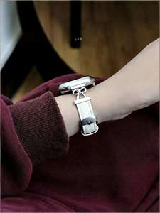 Correa de cuero genuino con conector metálico de lujo para Apple Watch Band Ultra 3 2 Series 11 10/9/8/7, correas de reloj delgadas. - Product Image 5