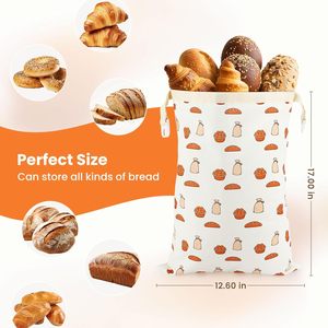 Lot de 2 sacs de conservation du pain en coton réutilisables, écologiques, pour garder la fraîcheur des produits de <span class=keywords><strong>boulangerie</strong></span> et du pain <span class=keywords><strong>fait</strong></span> <span class=keywords><strong>maison</strong></span> - Product Image 2