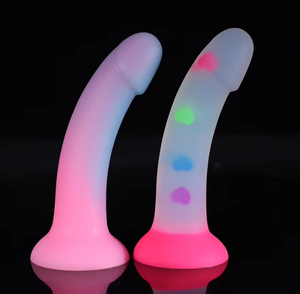 Dildo souple non toxique qui brille dans le noir, sans assemblage, en silicone liquide sans œufs, en forme de cœur, pour jeu <span class=keywords><strong>solo</strong></span> - Product Image 4