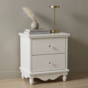 Eco Friendly <b>White</b> Wooden Children <b>Bedside</b> <b>Table</b> Kids Nightstand <b>2</b> Drawers Storage for Toddler Bedroom <b>Set</b> - Product Image 1