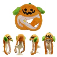 Chapeau Citrouille LED Halloween en Fausse Fourrure avec Oreilles Mobiles Amusantes – Casquette en Peluche pour Enfants Unisexe, Idéale pour Fêtes Décontractées en Extérieur et Cadeau