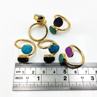 Bague en pierre véritable, anneau redimensionnable, Double druse, plaqué or, turquoises naturelles, vente en gros, cadeaux pour femmes, haute qualité, offre spéciale