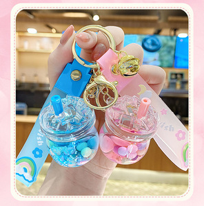 Porte-clés Tasse de Thé au Lait Glacé Colorée, Best-seller Transfrontalier, Pendentif de Sac pour Couple, Porte-clés Exquis à Sable <span class=keywords><strong>Liquide</strong></span> - Product Image 3