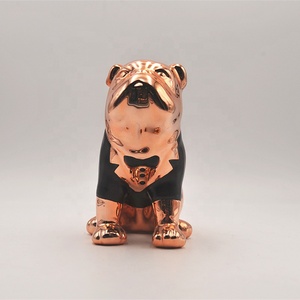 Assiettes en forme <span class=keywords><strong>de</strong></span> bouledogue or rose dernier modèle boîte <span class=keywords><strong>de</strong></span> sauvegarde <span class=keywords><strong>de</strong></span> pièces 3D en céramique tirelires personnalisées en forme d'animal pour cadeau d'enfant - Product Image 4