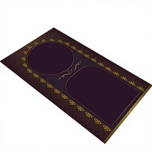 Tapis de prière musulman en laine dorée, design patchwork traditionnel écologique, support en latex, cadeau du Ramadan - Product Image 1