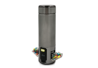 Kotak Pil & Dispenser Botol Air Minum Portabel OEM Model P40 Bahan Stainless Steel 320ml 3 Kompartemen untuk Penggunaan di Rumah & Luar Ruangan
