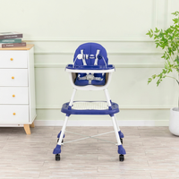 Chaise haute pliable en plastique durable Clafbebe pour bébés et tout-petits de 0 à 12 mois et de 2 à 4 ans avec dossier réglable