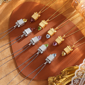 9 Delicados Collares con Colgante de Cristal Tallado en Corazón de 6mm, con Caja de Regalo, Piedra Natural, Plata 925, Chapado en Oro, Joyería que No se Deslustra - Product Image 4