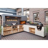 Ensemble Complet Moderne d'Îlot de Cuisine Extérieure RTA avec Garde-Manger, Rangement BBQ et Meuble Organisateur Prêt à Monter