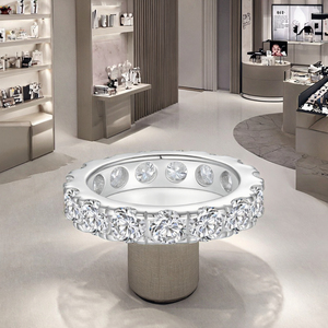 Bague Éternité Vintage en Argent 925 Plaqué Rhodium avec Moissanite 13631, Coupe Brillante VVS, Bijoux Fins - Product Image 3