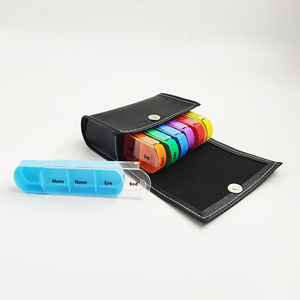 Portable 28-Compartment PP Medicine <b>Box</b> with <b>Travel</b> Leather Case Colorful Outdoor Sortable Pill Storage Case - Product Image 4