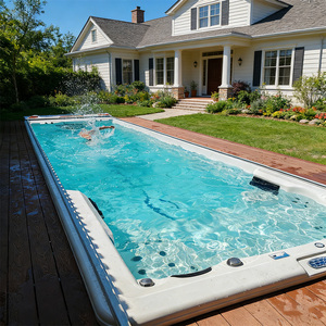 Piscine de <span class=keywords><strong>spa</strong></span> extérieure avec deux zones et systèmes séparés, piscine multifonctionnelle de massage et d'entraînement, <span class=keywords><strong>spa</strong></span> de luxe pour 4 à 10 personnes - Product Image 1