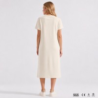 Robe midi décontractée en coton doux lavé pour femme, col rond, style néerlandais moderne minimaliste, chic d'Amsterdam, personnalisable avec logo