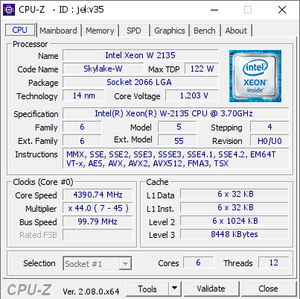 Used W2135 CPU 3.70GHz 6Core Processor 14nm 140 W <strong>FCLGA2066</strong> Socket CPU SR3LN - Product Image 2